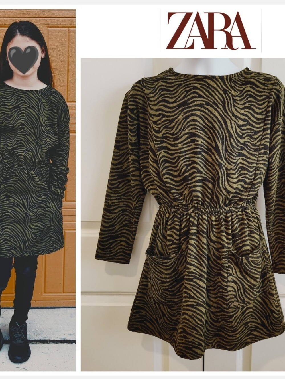 Green & Black Animal Print Dress